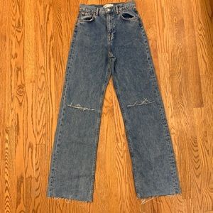 Zara wide leg jeans with rips at knees. Size 4.